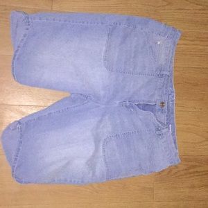 Longer light denim shorts